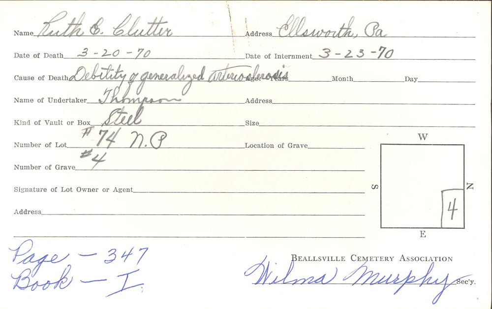 burial card